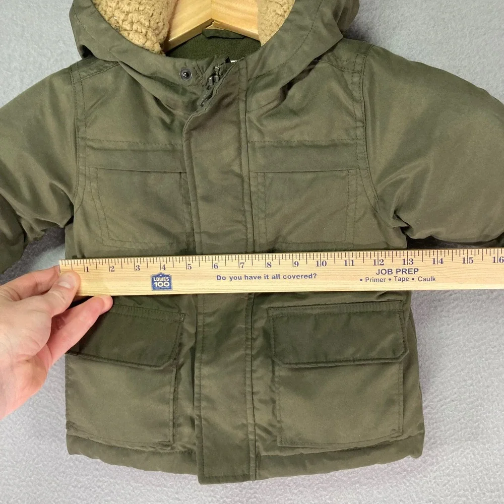 Kids Expedition Parka‎ Jacket Boys Girls Green Sherpa Lined Hooded Winter 18-24M